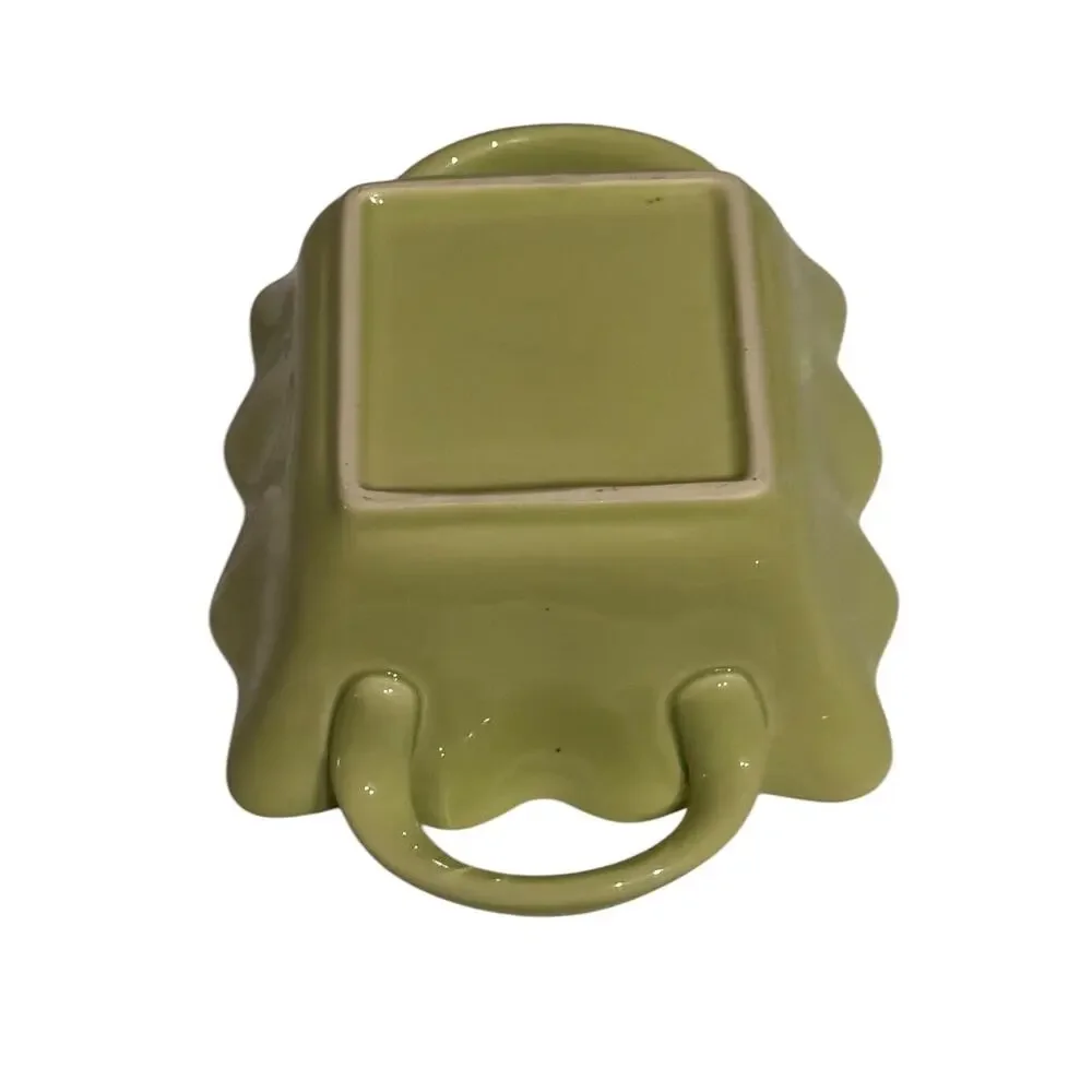 Candy Dish With Handles Textured Ceramic Green Kitchen Entertaining Dinner Party